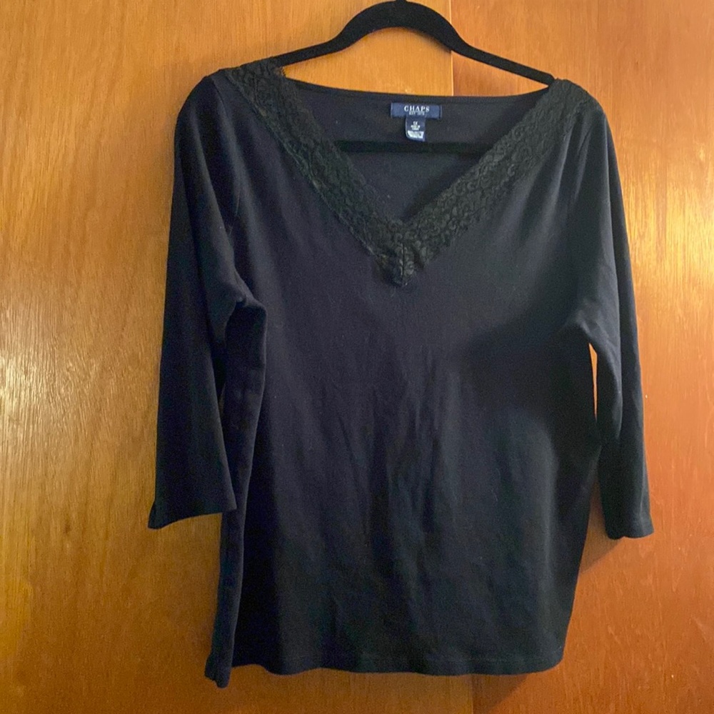 Chaps lace neck tee, 1X